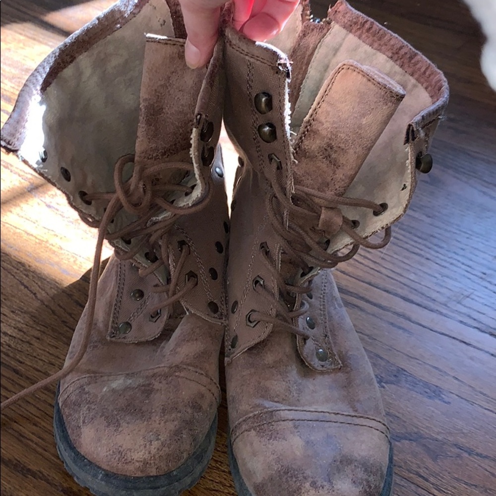 Distressed combat boots